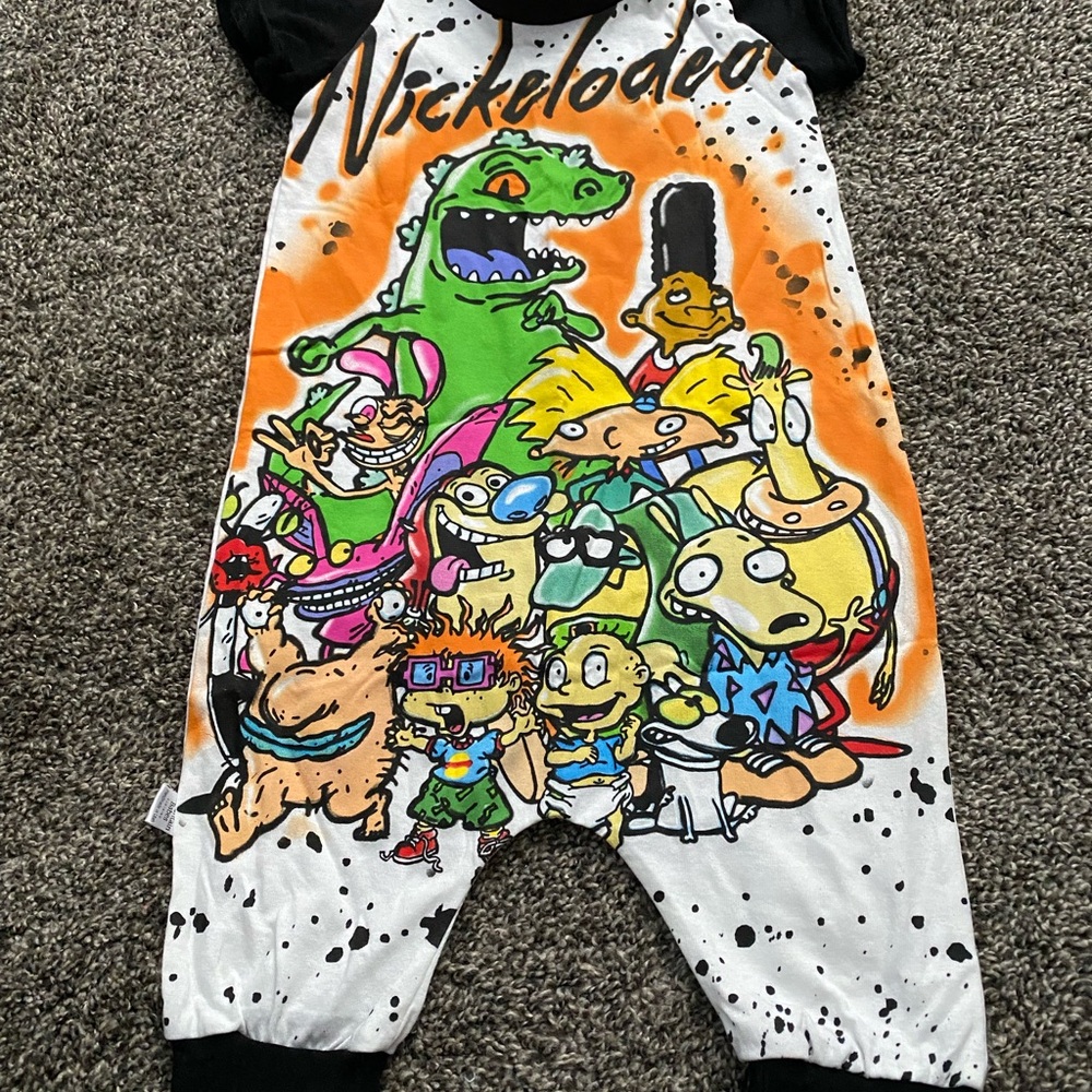 Nickelodeon Kids Cartoon Footie - Black, White, and Orange